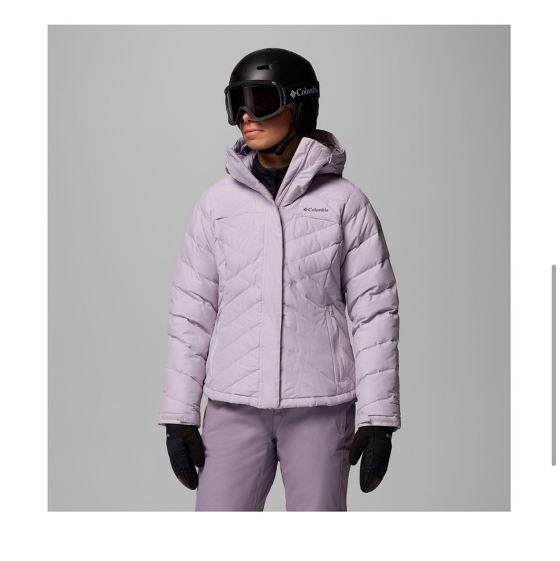 Columbia Lay D Down V Jacket Women's XXL Lavender Hooded Full Zip Down Puffer