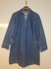 Loft Dress Womens Medium Blue Denim Long Sleeve Collared Pullover Knee Length