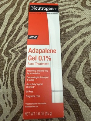 Neutrogena Adapalene Gel 0.1% Acne Treatment 1.6 oz Exp 03/2027
