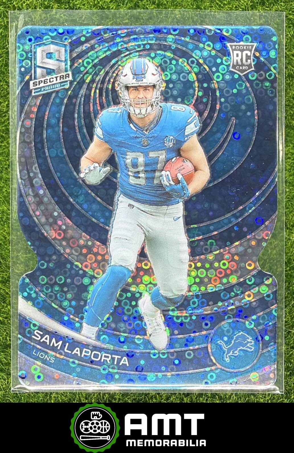 Sam LaPorta RC 2023 Panini Spectra Neon Blue Die Cut 44/50 Detroit Lions #139