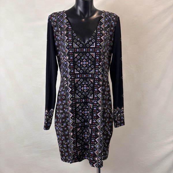 Tigerlily Siema Geometric Mini Dress Womens 10 Bodycon Jersey Long Sleeve