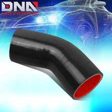 2.5" 3-PLY 45 DEGREE ELBOW TURBO/CHARGER/AIR INTAKE SILICONE COUPLER HOSE BLACK