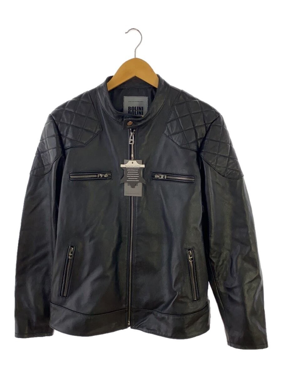 Bolini Plain Black Leather Blouson Jacket 1266
