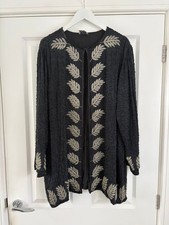 Vintage 70s 80s Gabriella Heavily Embellished Beaded Longline Silk Jacket