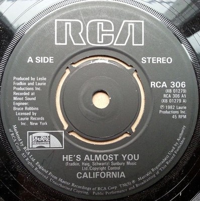 California - He's Almost You - Used Vinyl Record 7 - G8100z