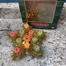Vintage Christmas Mini Tree Topper Gold Star 11 Lights Trim A Home Please Read