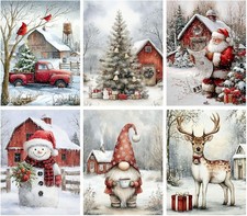 6 Pack Christmas Diamond Art Painting Kits for Adults, Winter Diamond Painting