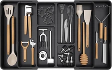 Large Utensil Organizer for Kitchen Drawer, Expandable from 21 to 36 Inches, Adj