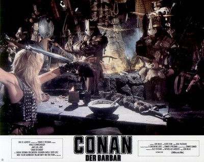Conan der Barbar ORIGINAL Aushangfoto Arnold Schwarzenegger / James Earl Jones