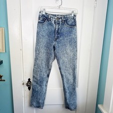 VTG GUESS Acid Wash Tapered Leg High Waisted Jeans George Marciano 1980s Size 30