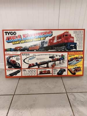 Vintage Tyco USA Express Giant 102 Piece Train Set 1988 Complete in Box HO Scale