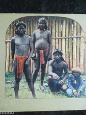 STA349 Colorized Colorized Igorots Philippine Manila STEREO Photo Stereoview