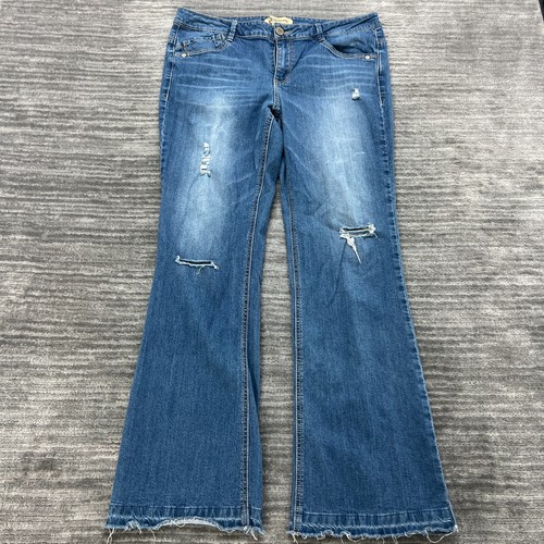 Democracy Jeans Size 14 Womens Libert Bell Flare Stretch Mid Rise Blue Denim