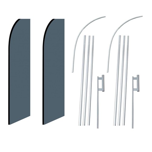 Solid Cool Grey Swooper Flutter Feather Flag | 3ft W x 11.5ft Tall - Picture 3 of 3