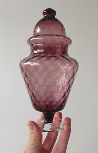 🔶1960s EMPOLI MURANO AMETHYST CANDY JAR GLASS MCM RETRO CIRCUS TENT ATOMIC - Picture 8 of 11