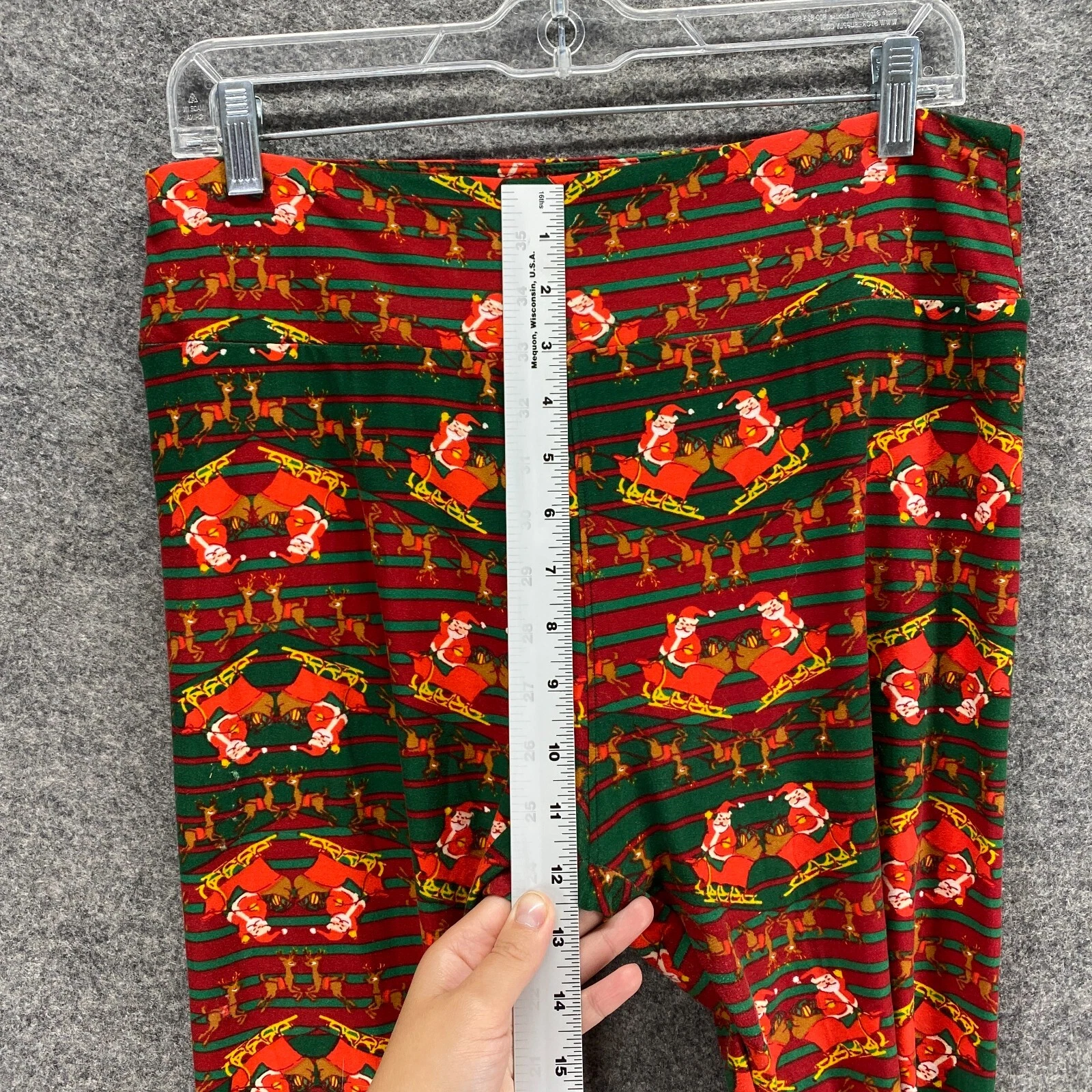 lulaloe striped christmas print tall & curvy pull on leggings