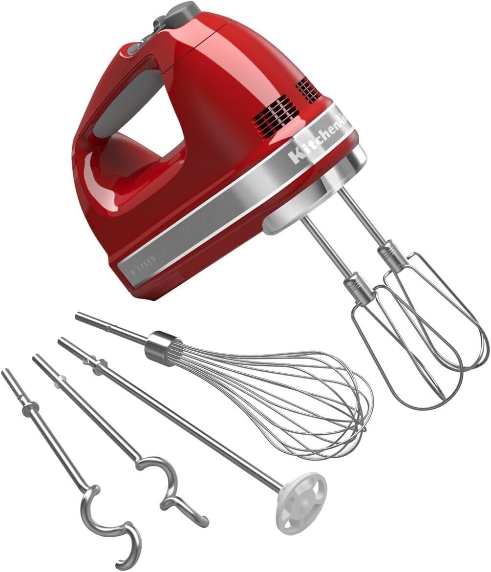 KitchenAid Empire Red 9-Speed Digital Hand Mixer with Attachments-image