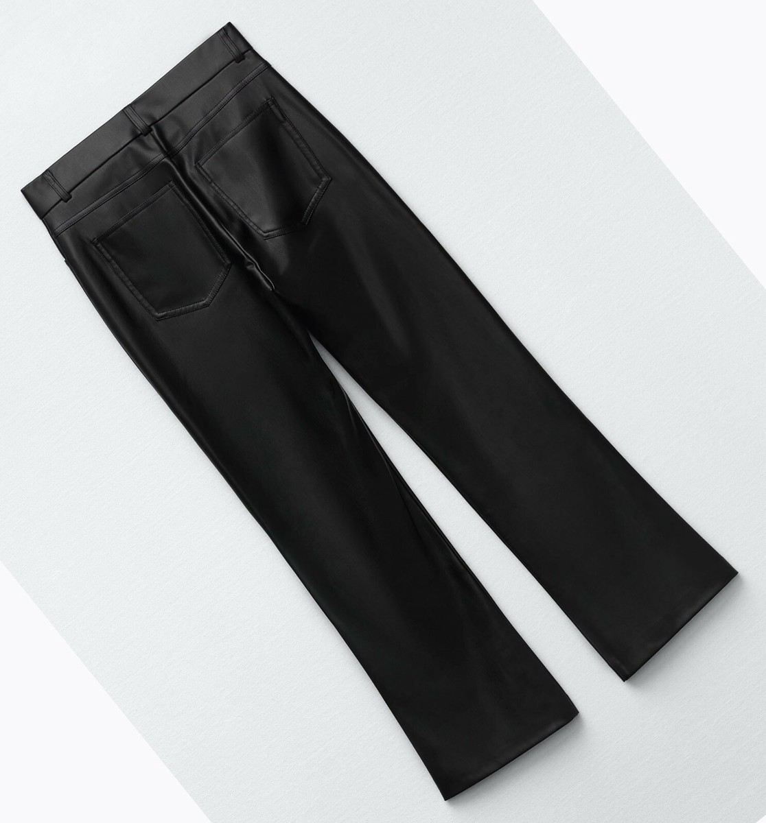 ZARA NEW WOMAN MINI FLARE FAUX LEATHER LEGGINGS PANT BLACK ZARA NEW WOMAN MINI FLARE FAUX LEATHER LEGGINGS PANT BLACK