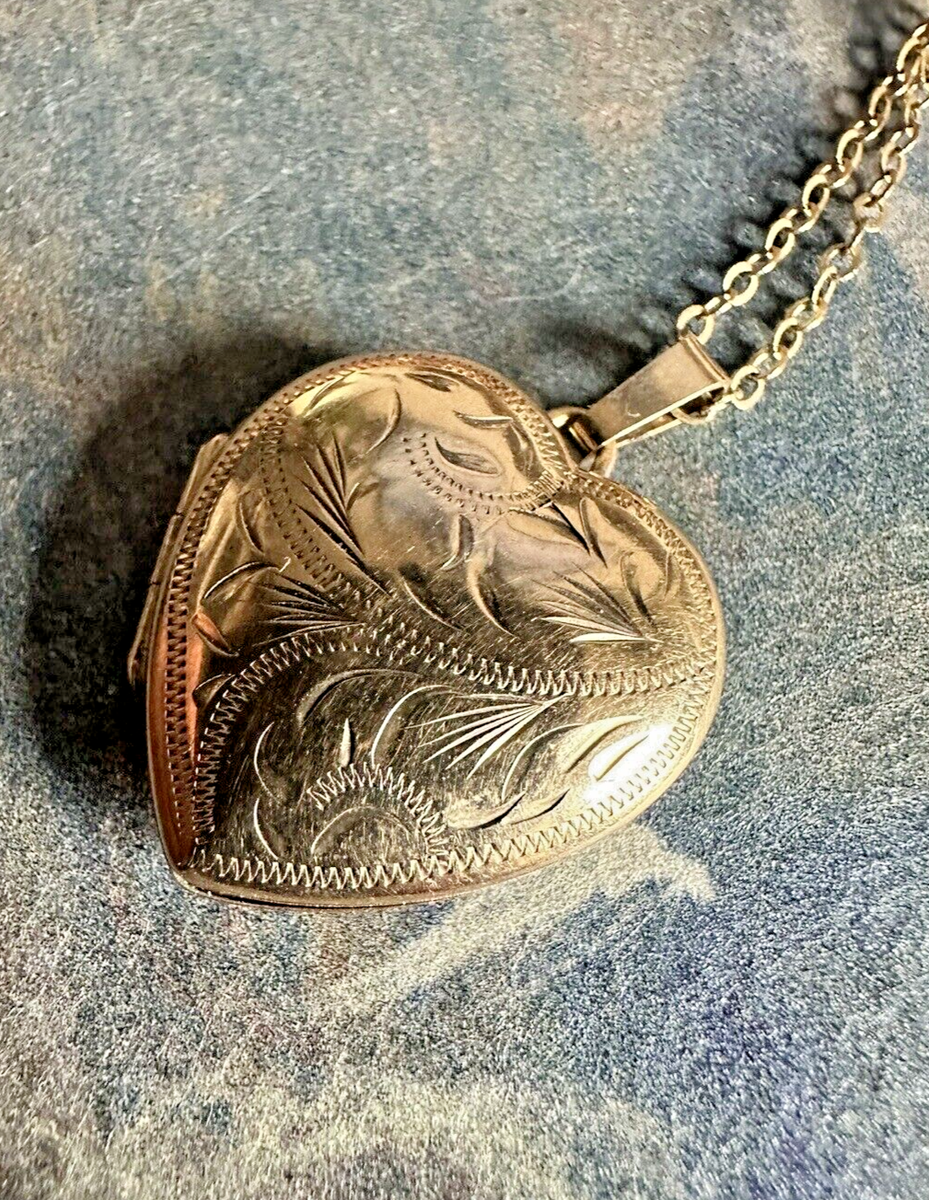 Antique Victorian Gold Lockets Vintage Gold Toned Puffy Heart