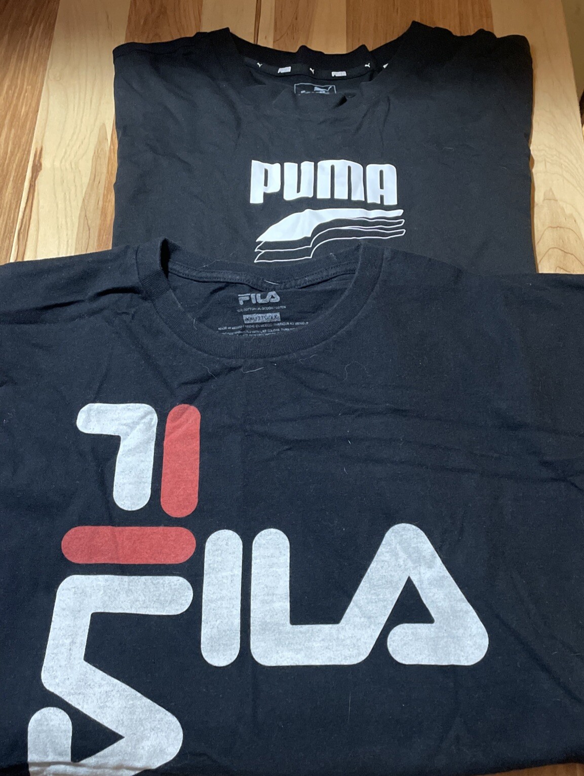 Puma Fila LOGO manica corta taglia XXL uomo cotone pratico casual tinta unita nero
