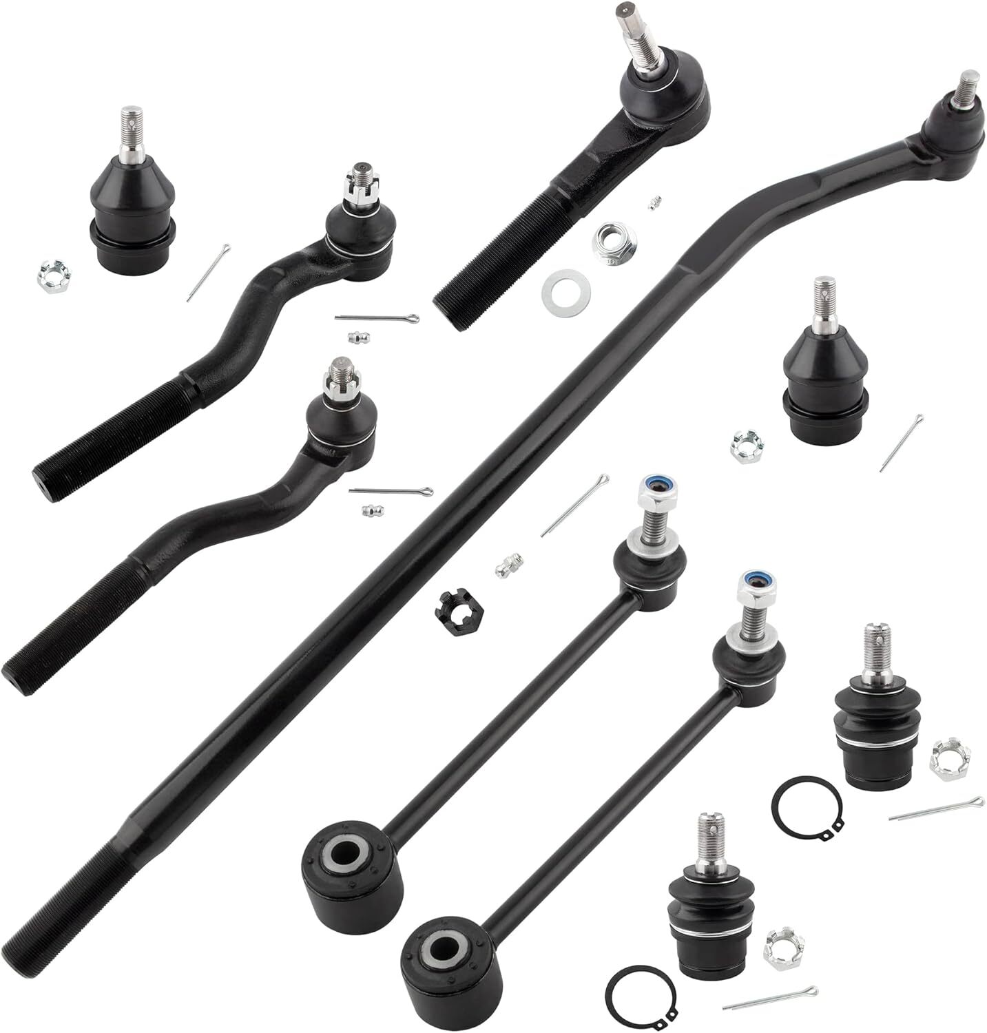 10x Front & Rear Drag Link Tie Rod End Suspension For 2007-2017 Jeep Wrangler
