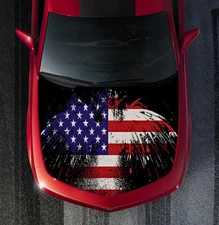 Grunge American Flag Eagle Truck Car or Truck Hood Vinyl Decal Wrap Hood 034