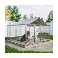 Large Outdoor Dog Cage with UV and Waterproof Cover,Metal Galvanized Rustproo...