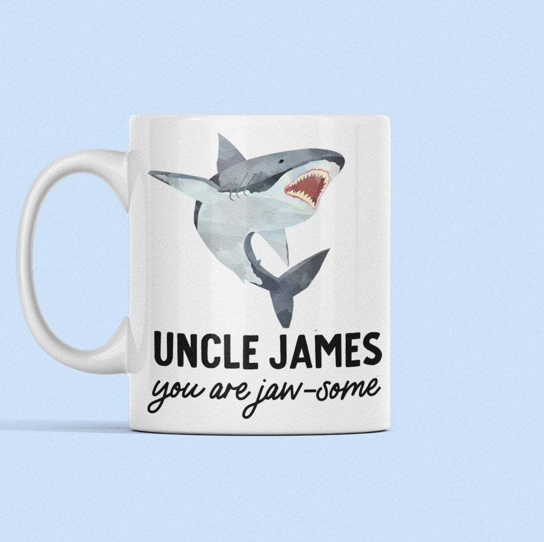 Uncle Personalised Shark Mug Uncle Birthday Gift Personalised Mug Sharks Gift