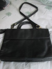 Black Leather Document Case Laptop Bag