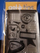 Gel-A-Tins Self Sticking Clear Stamps Crafts signs symbols theme w/case