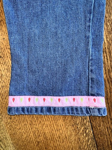 Vtg Y2K Strawberry Shortcake Jeans Capri Pants Embroidered Applique Ribbon Trim - Picture 6 of 20