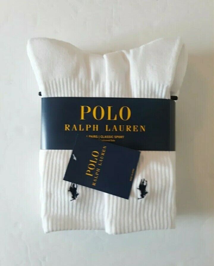 SAOLA Polo Ralph Lauren Uomo Calze Sportive Classiche Crew Suola Imbottita 6 Paia Nuove