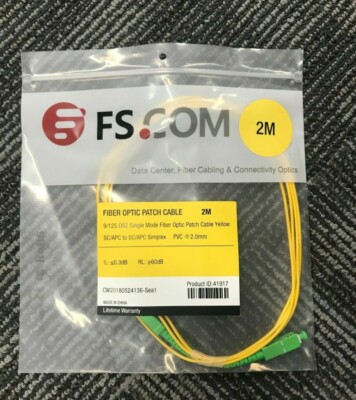 2m, SC to SC, Simplex, Singlemode Patch Cable