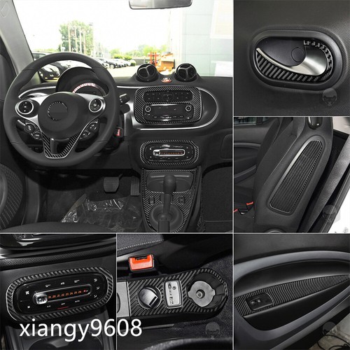 33Pcs Carbon Fiber Interior Full Set Decor Trim Kits For Smart Fortwo 2016-2022 - Picture 4 of 9