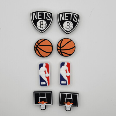 NBA Brooklyn Nets Basketball Team For Crocs Shoe Charms - 8 Pieces