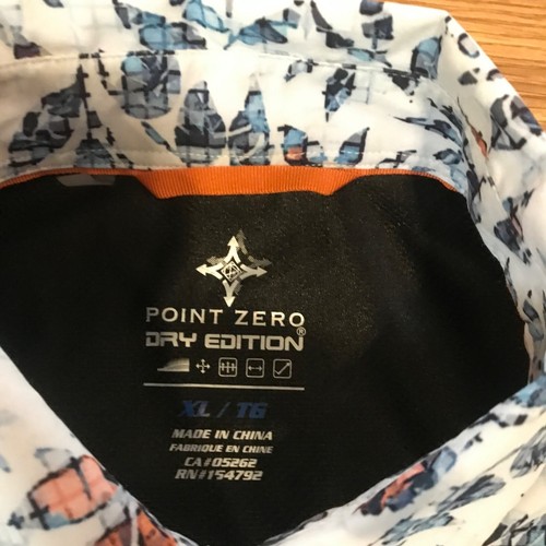 Point Zero Floral Print Button-Down Men's Dry Edition Shirt Size XL Summer Beach - Picture 3 of 7