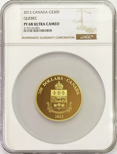 2012 GOLD CANADA $300 DOLLAR QUEBEC 1.1248oz COIN 334 MINTED NGC PROOF 68 UC