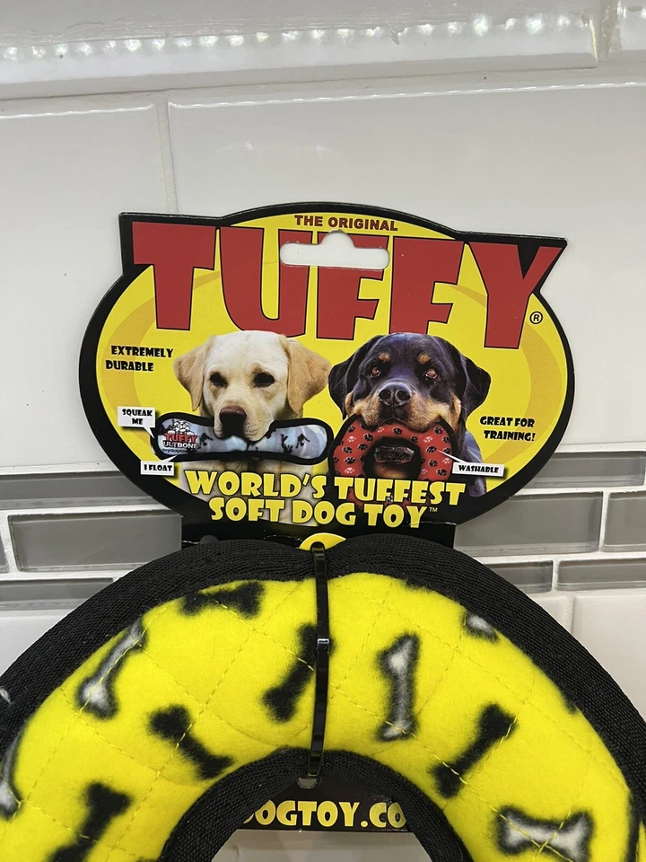 NEW! Tuffy Ultimate Yellow Ring Dog Toy - Squeaker - Image 2 of 4