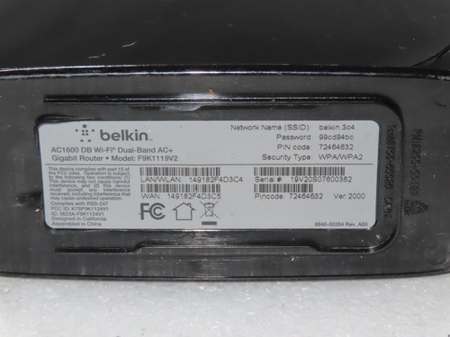 Belkin F9K1105v2 AC1600 DB Wi-Fi Dual-Band Gigabit Router - Picture 2 of 4