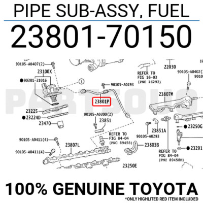 2380170150 Genuine Toyota PIPE SUB-ASSY, FUEL 23801-70150 | eBay