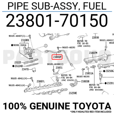 RE 2380170150 Genuine Toyota PIPE SUB-ASSY, FUEL 23801-70150 | eBay