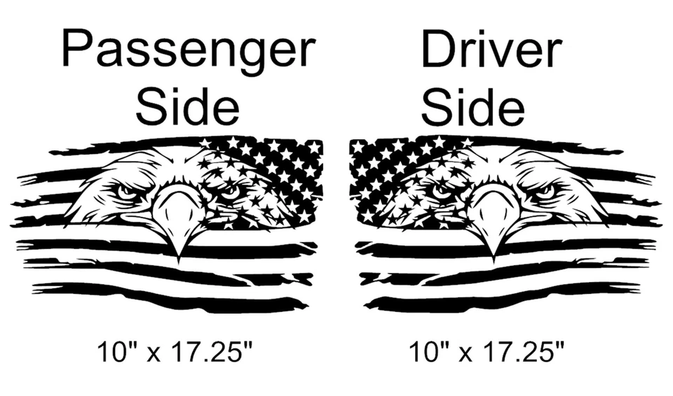 EAGLE EE. UU. Bandera Capucha Ventana Vinilo Racing Stripe 10"x17.25" (Se adapta a Jeep Wrangler) Foto 2 de 4