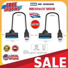 1-2PCS SATA to USB 3.0 Cable USB to SATA III Hard Drive Adapter 2.5'' SSD HDD