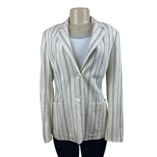 Chaps Women s White Striped Notched Lapel Blazer Sz 12 - NWT
