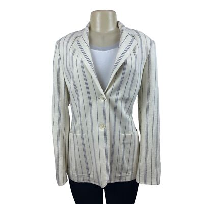 Chaps Women s White Striped Notched Lapel Blazer Sz 12 - NWT