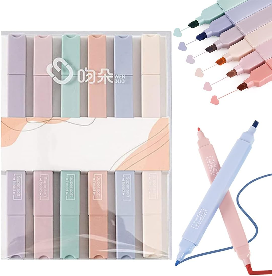 Aesthetic Highlighters, Bible Highlighters, Brush Tip Pens, 6 Colors Dual Tip Ma-image
