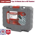 Craftsman 11pc 1/4 Drive Ratchet Socket Wrench Set Metric 6pt w Adapter