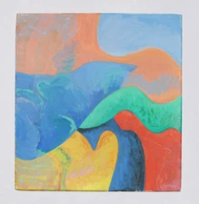 Original Acrylic Abstract Cubist Modern Painting by Noreen Larinde signed 10"x9"