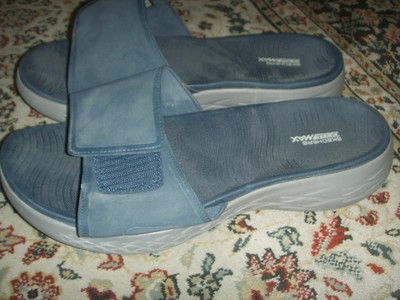 Skechers Mens 11 Goga Max Flip Flop Blue Adjustable Sandals 55355 | eBay