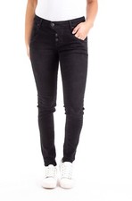 BLUE MONKEY JEANS MANIE 3581-L  A-WARE SCHWARZ SKINNY KNOPFLEISTE Länge 30 + 32
